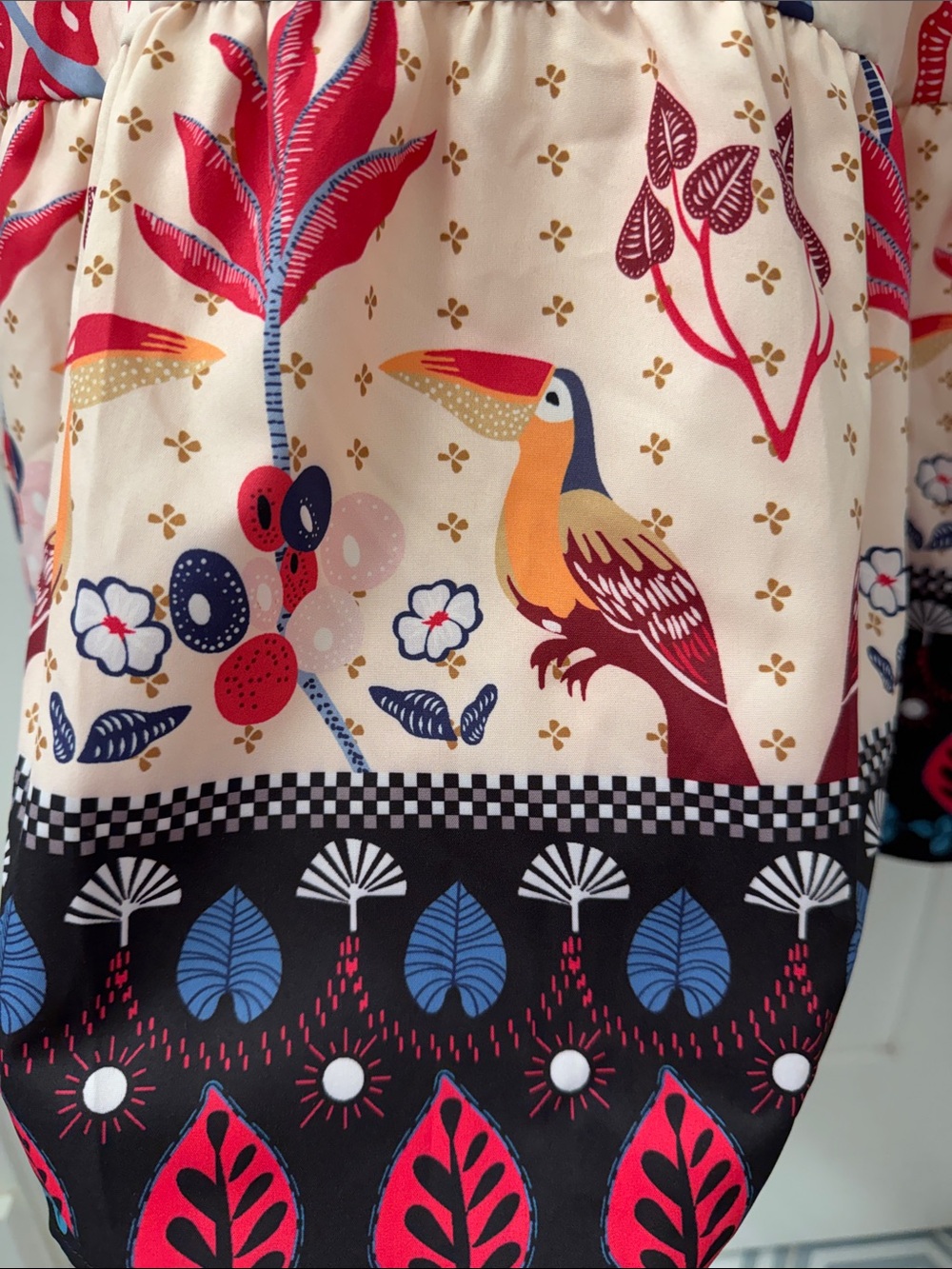 Maxi Sundress with Pink & Navy Leaf Print - Picture 4 of 12